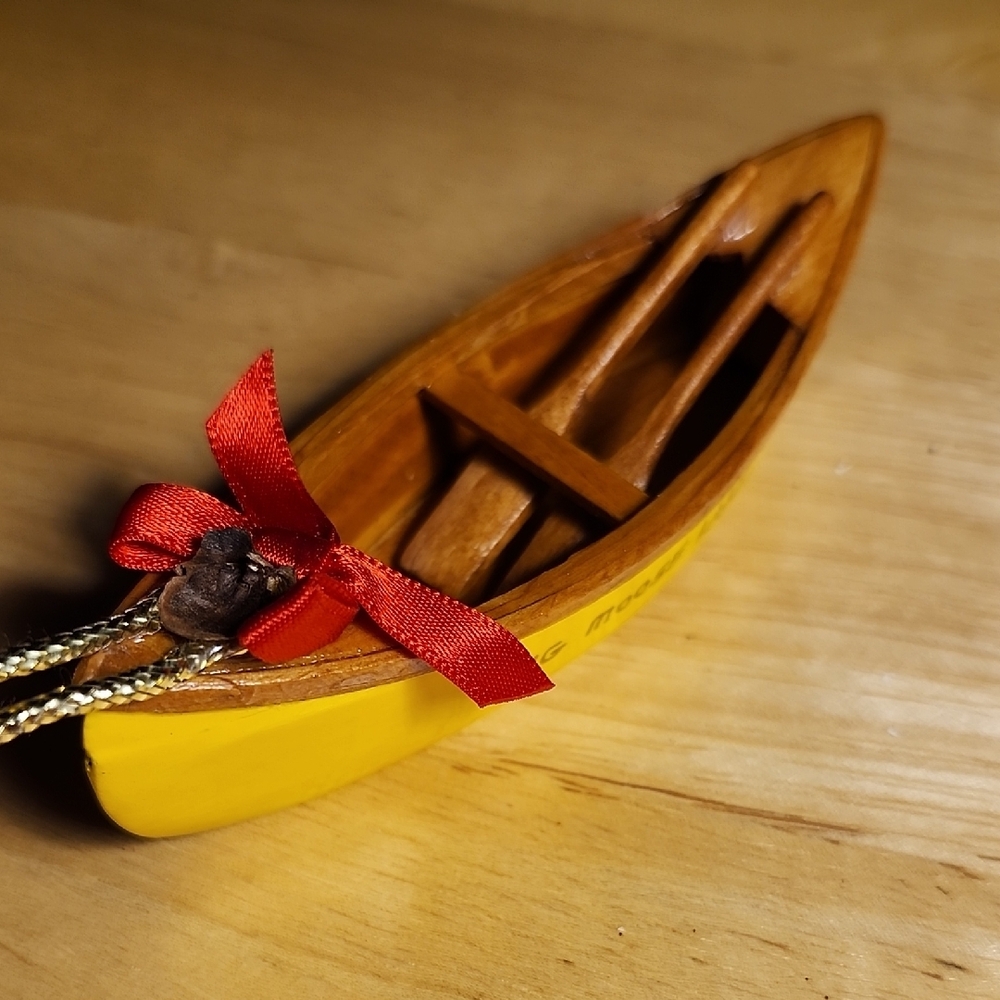 Big Moose Lake Yellow Canoe Ornament - Picture 2 of 5